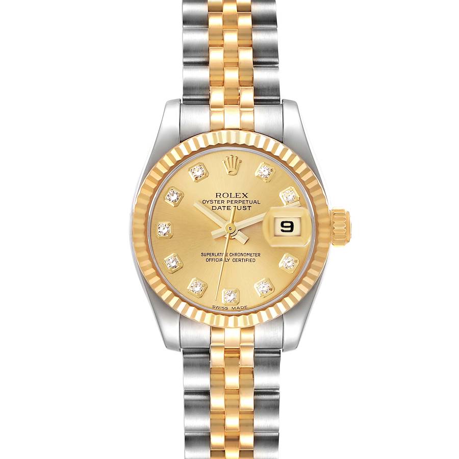 Rolex Datejust 26mm Steel Yellow Gold Diamond Dial Ladies Watch 179173 Box Card SwissWatchExpo