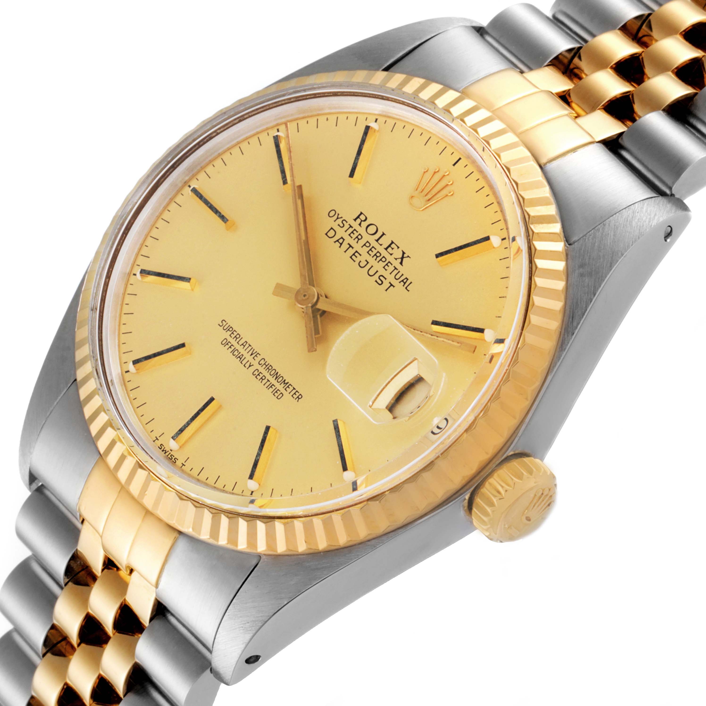 This image displays a Vintage Collection Rolex watch at a slight side angle showing the face, bezel, crown, and strap.