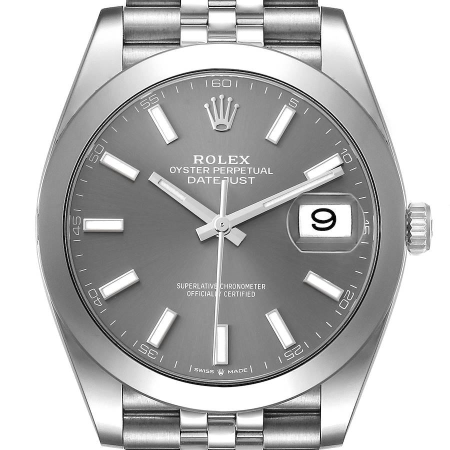 Rolex Datejust 41 Slate Dial Smooth Bezel Steel Mens Watch 126300 Unworn SwissWatchExpo