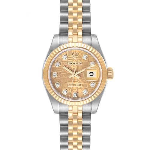 Photo of Rolex Datejust Steel Yellow Gold Diamond Dial Ladies Watch 179173 Box Card