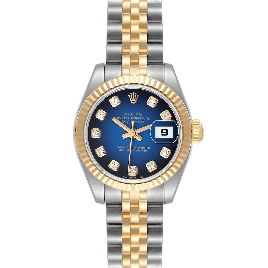 Rolex Datejust Steel Yellow Gold Diamond Dial Ladies Watch 179173 Box Papers SwissWatchExpo