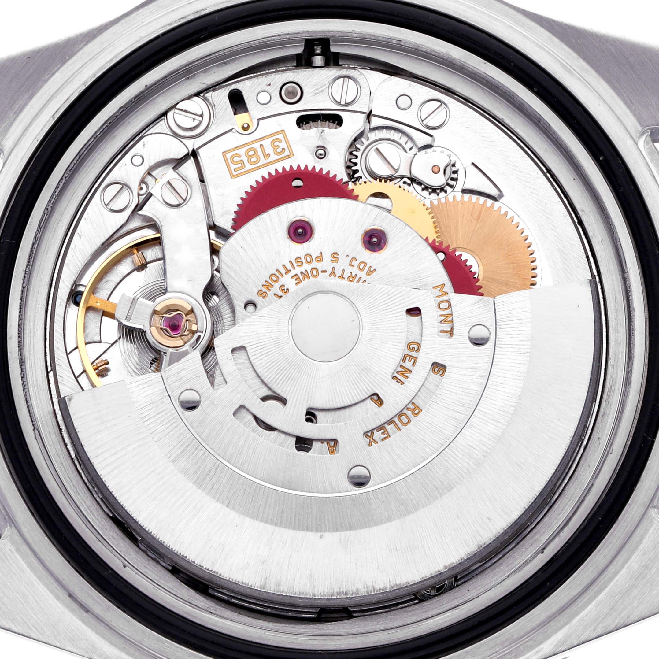 The image shows the internal movement mechanism of a Rolex GMT-Master 16710 Men's Stainless Steel Black Dial 16710 Men's Stainless Steel Black Dial watch from a top-down angle.