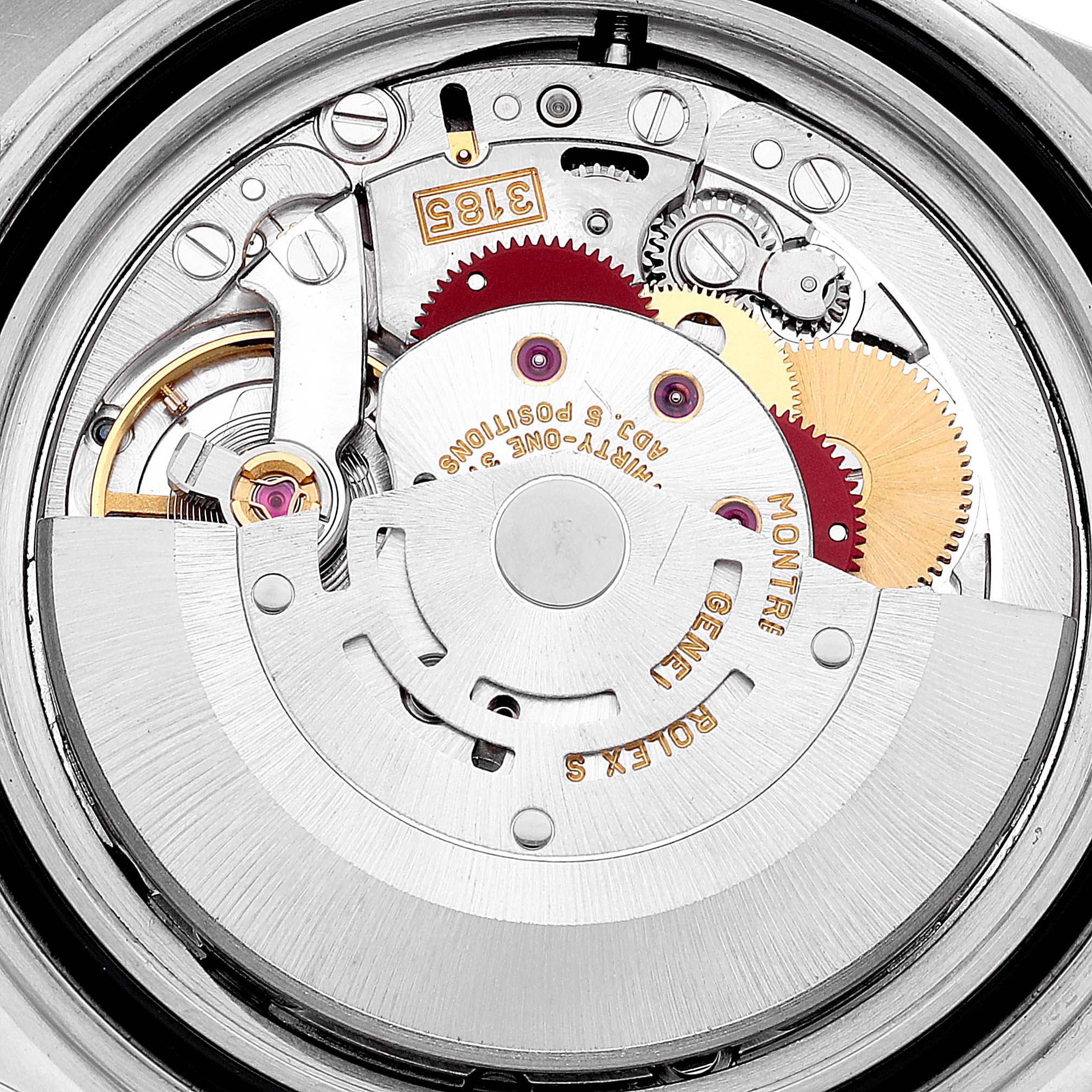 The image shows the internal movement and mechanism of the Rolex GMT-Master 16710 Men
s Stainless Steel Black Dial 16710 Men
s Stainless Steel Black Dial watch, viewed from the back.