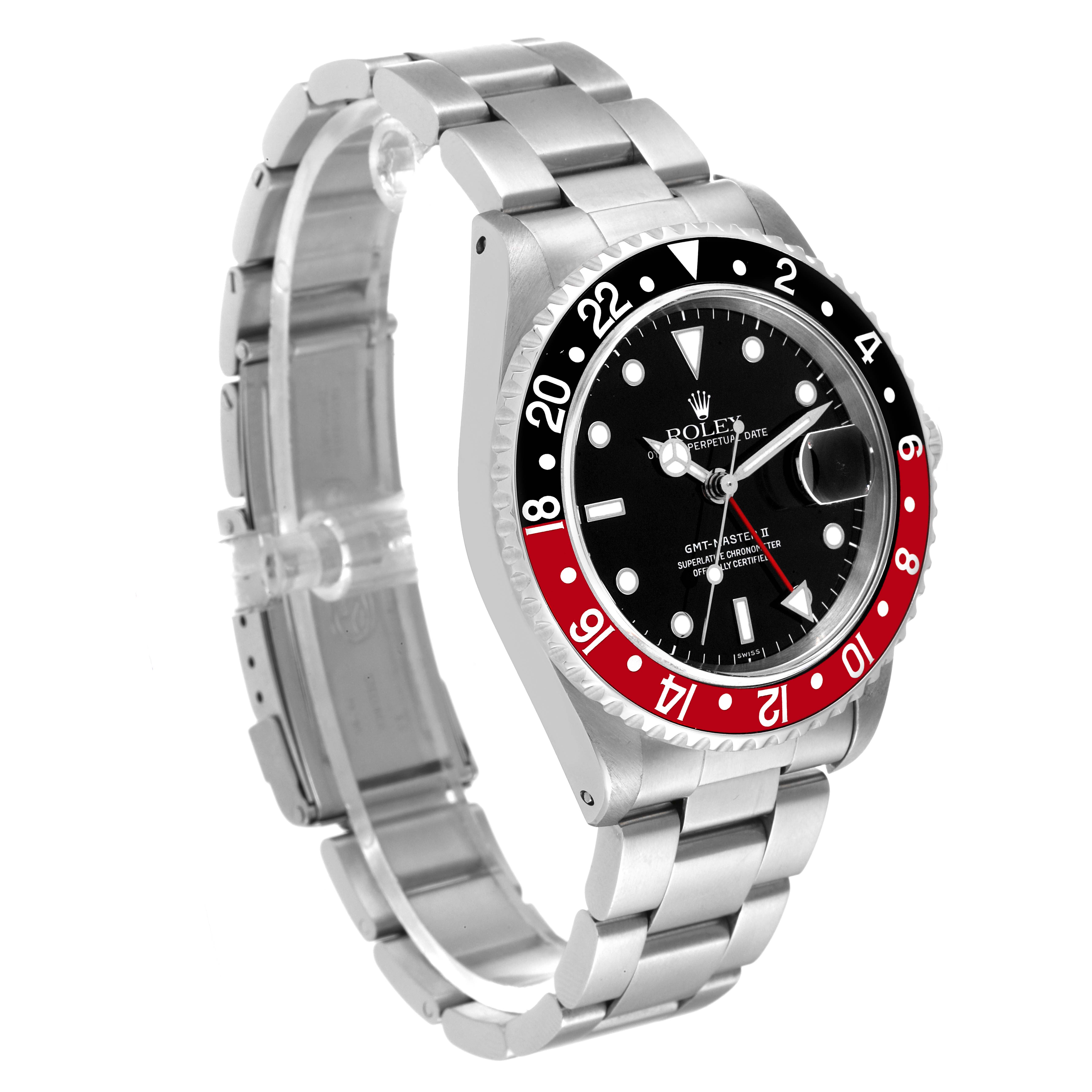 The Rolex GMT-Master 16710 Men
s Stainless Steel Black Dial 16710 Men
s Stainless Steel Black Dial watch is shown at a three-quarter angle, displaying the face, bezel, crown, and bracelet.