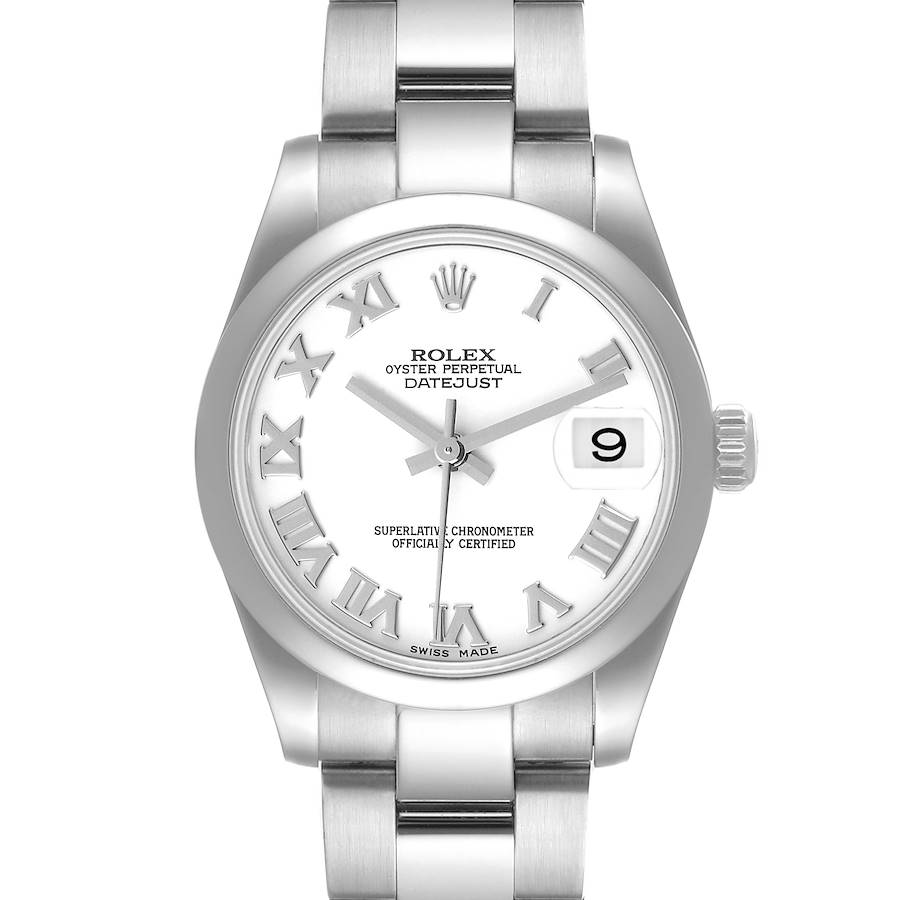 Rolex Midsize 31 Datejust White Dial Steel Ladies Watch 178240 SwissWatchExpo