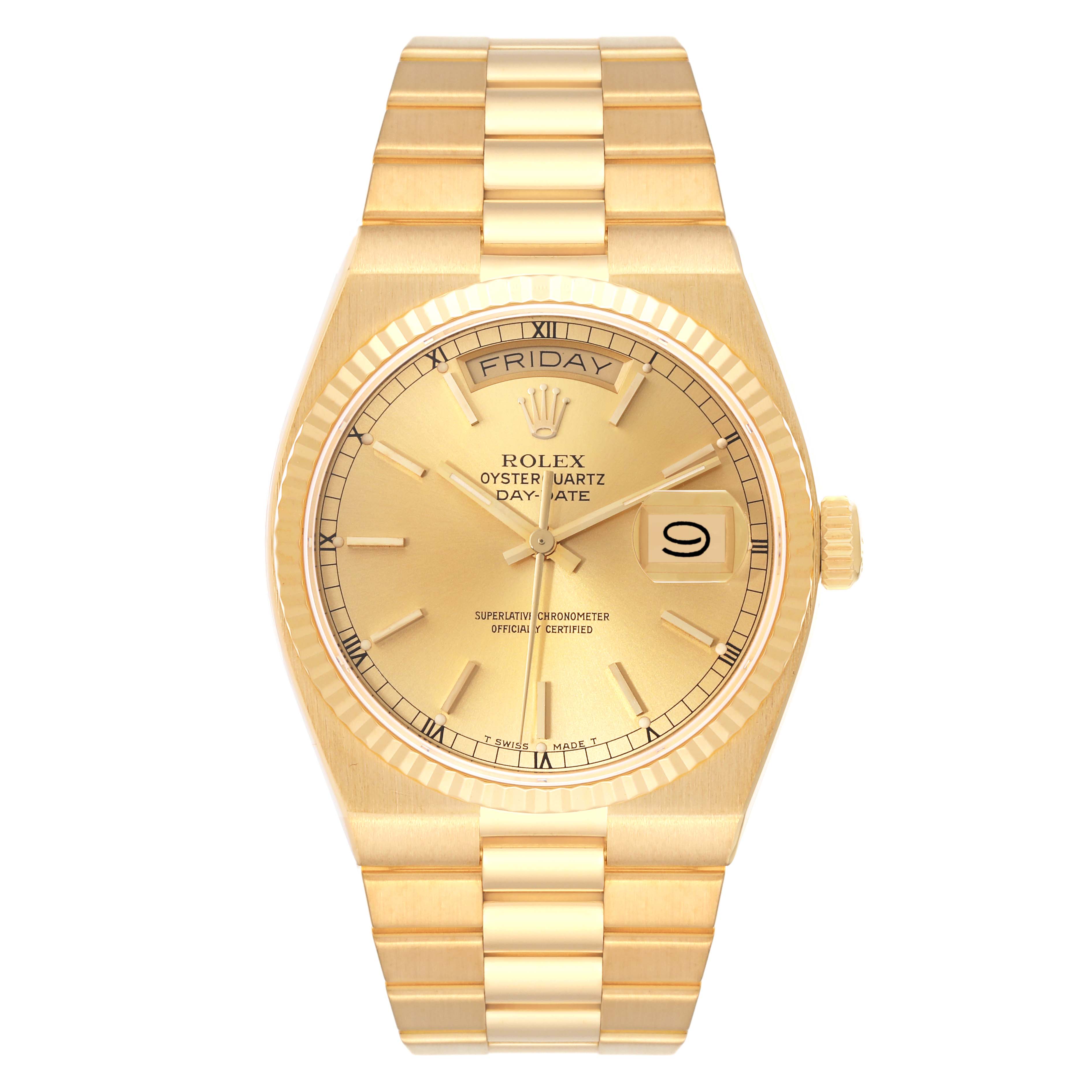 Rolex Oysterquartz President Day-Date Yellow Gold Mens Watch 19018 ...