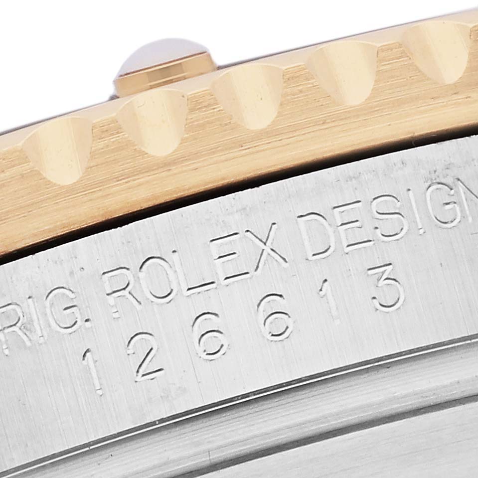 The image shows a close-up of the bezel and engraved case of a Rolex Submariner 126613LN Men's Steel and Gold (two tone) Black Dial 126613LN Men's Steel and Gold (two tone) Black Dial, highlighting the model number.