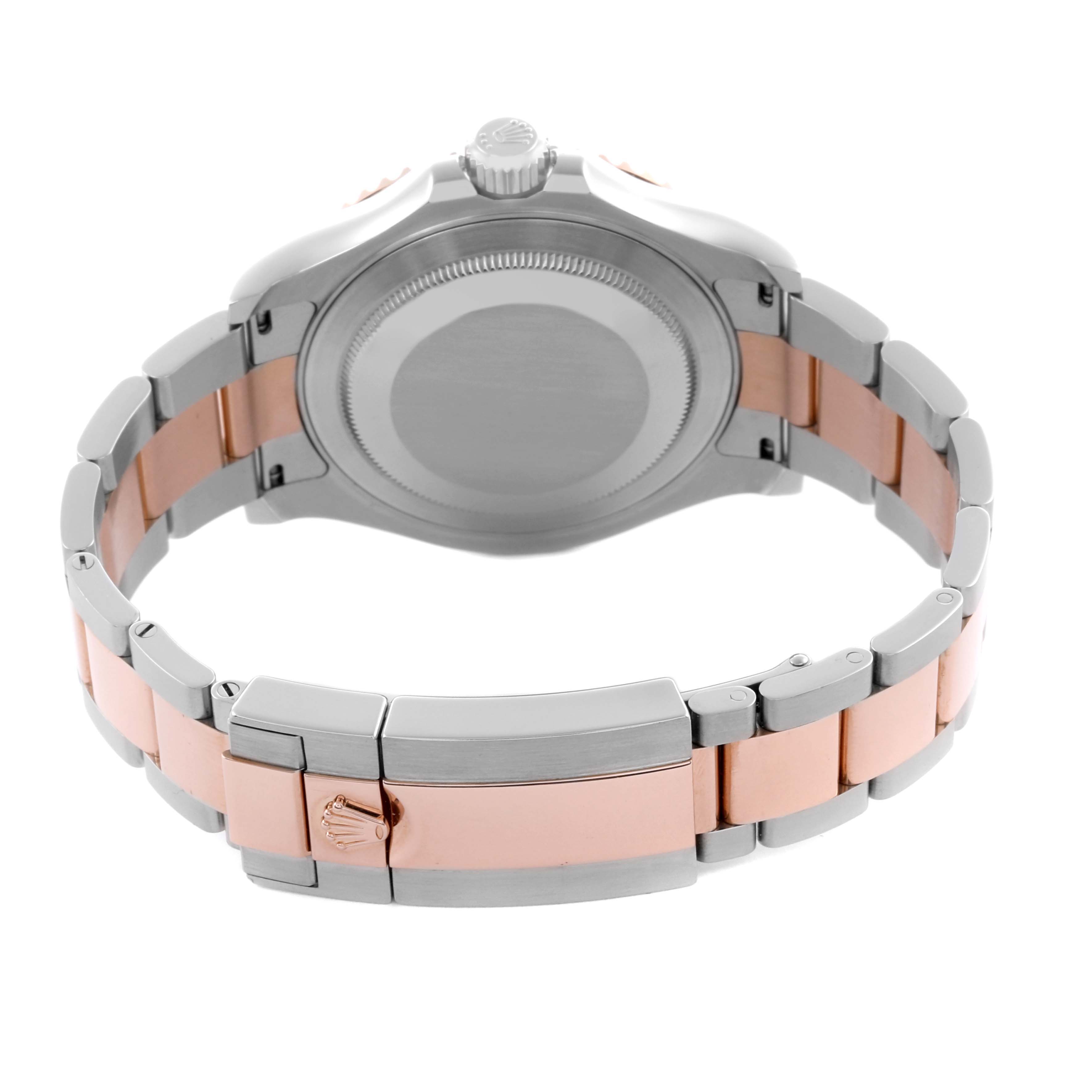 The image shows the back of a Rolex Yacht-Master 116621 Men's Steel and Gold (two tone) Brown Dial 116621 Men's Steel and Gold (two tone) Brown Dial watch, highlighting its bracelet and clasp.