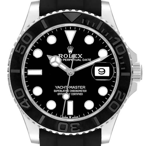 Photo of Rolex Yachtmaster White Gold Oysterflex Bracelet Mens Watch 226659 Box Card