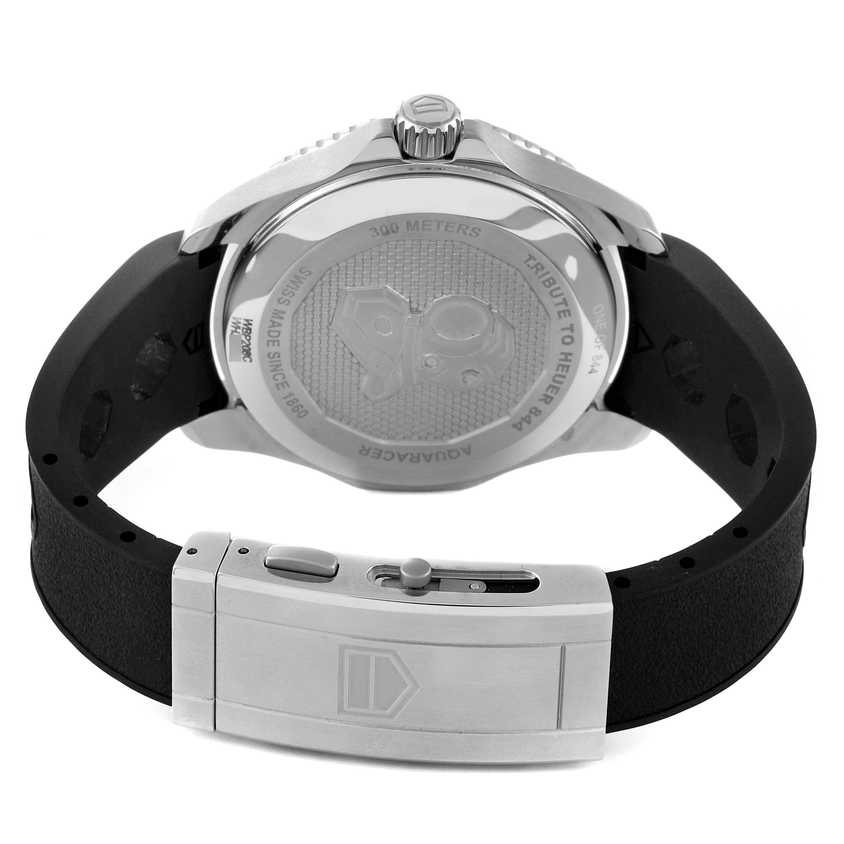 This image shows the back and clasp of the Tag Heuer Aquaracer Limited Edition watch.