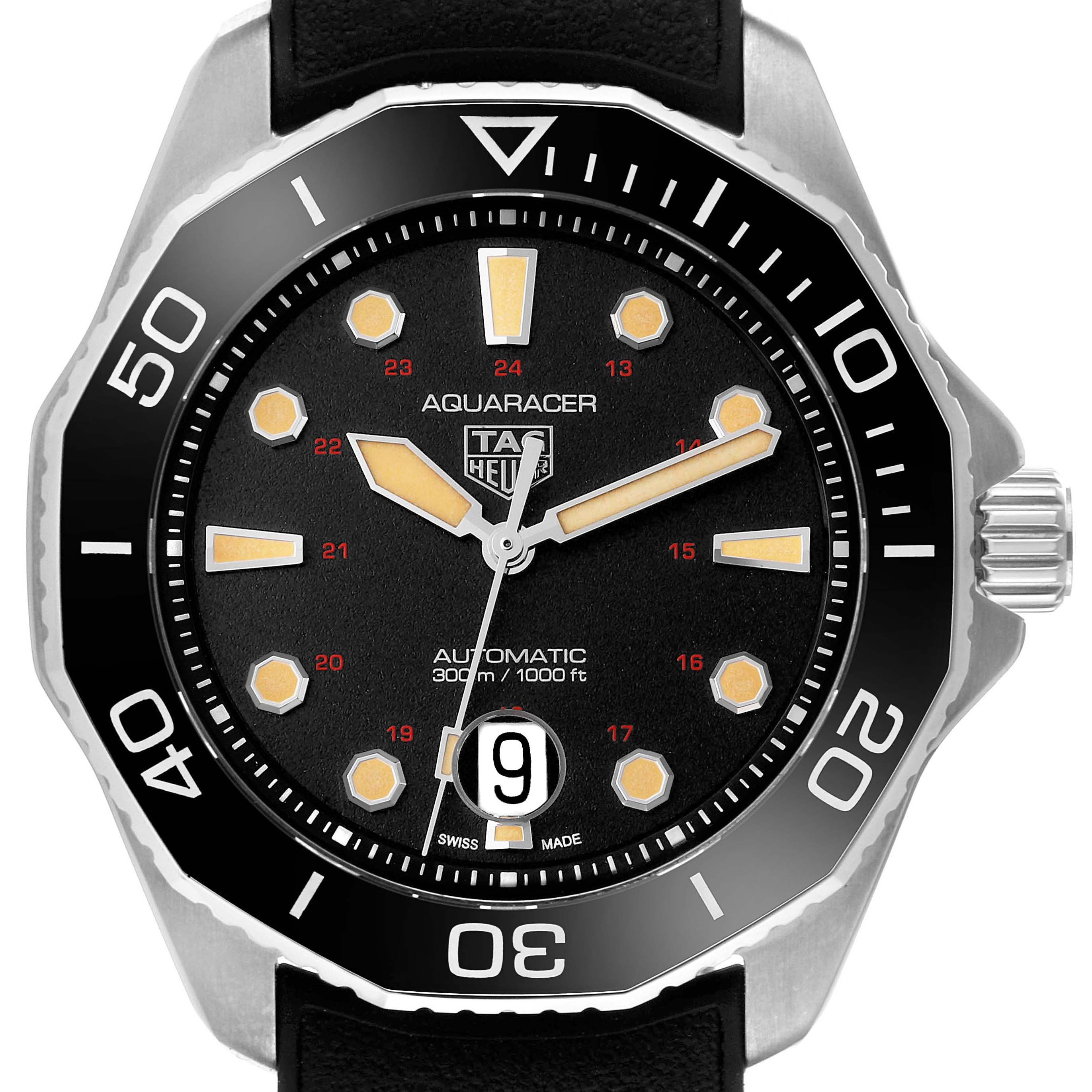 The image shows a close-up front view of the Tag Heuer Aquaracer Limited Edition watch face and bezel.