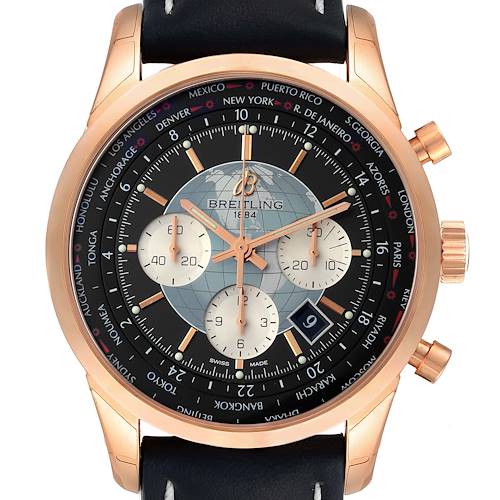 Photo of Breitling Transocean Chronograph Unitime Rose Gold Watch RB0510 Unworn
