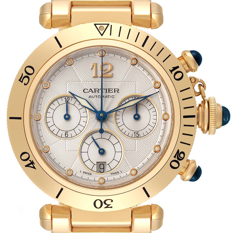 Cartier Pasha Chronograph Yellow Gold Mens Watch 2111 SwissWatchExpo