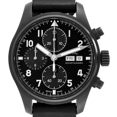 Photo of IWC Pilot Chronograph Tribute to 3705 Limited Edition Ceratanium Mens Watch IW387905 Box Card