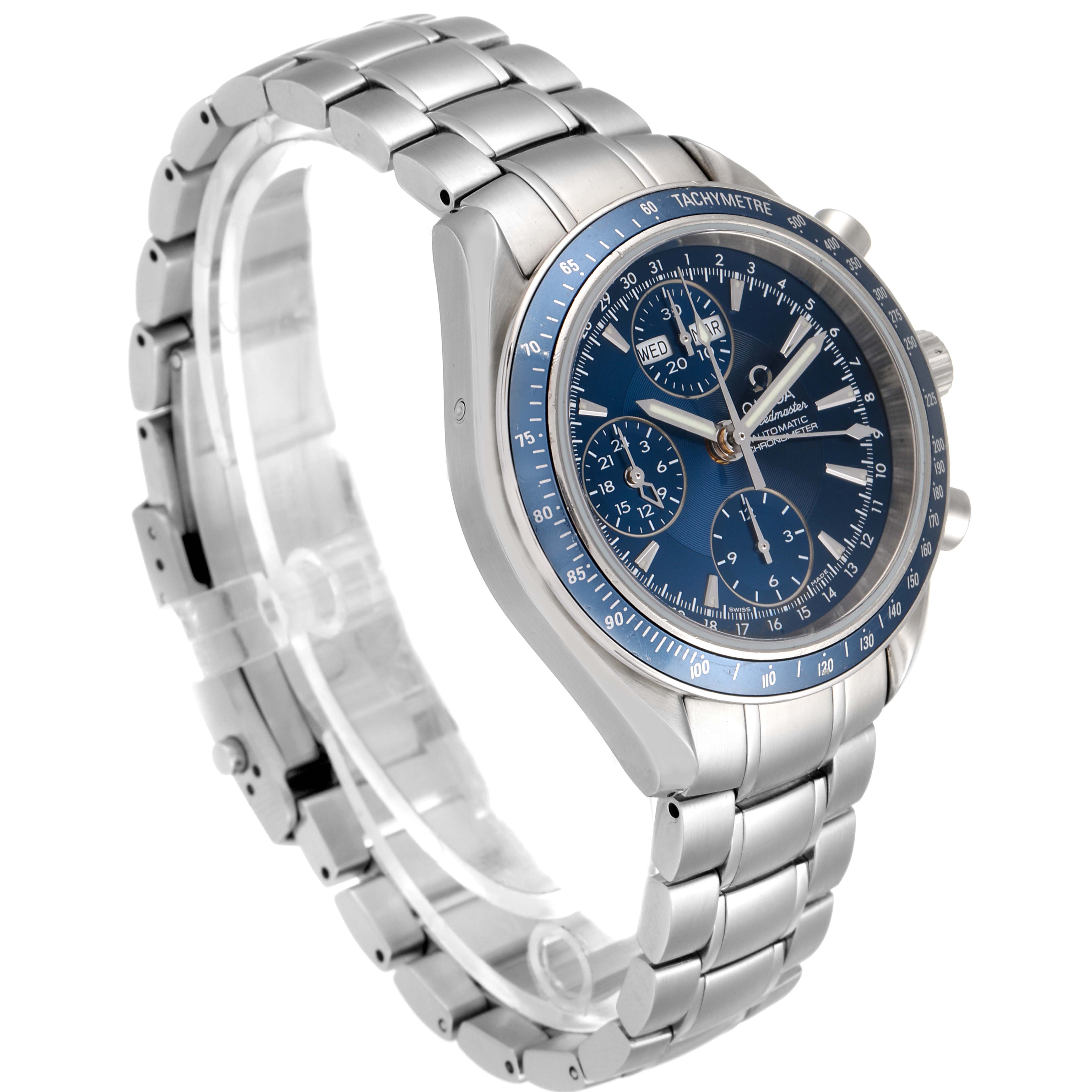 omega speedmaster day date blue