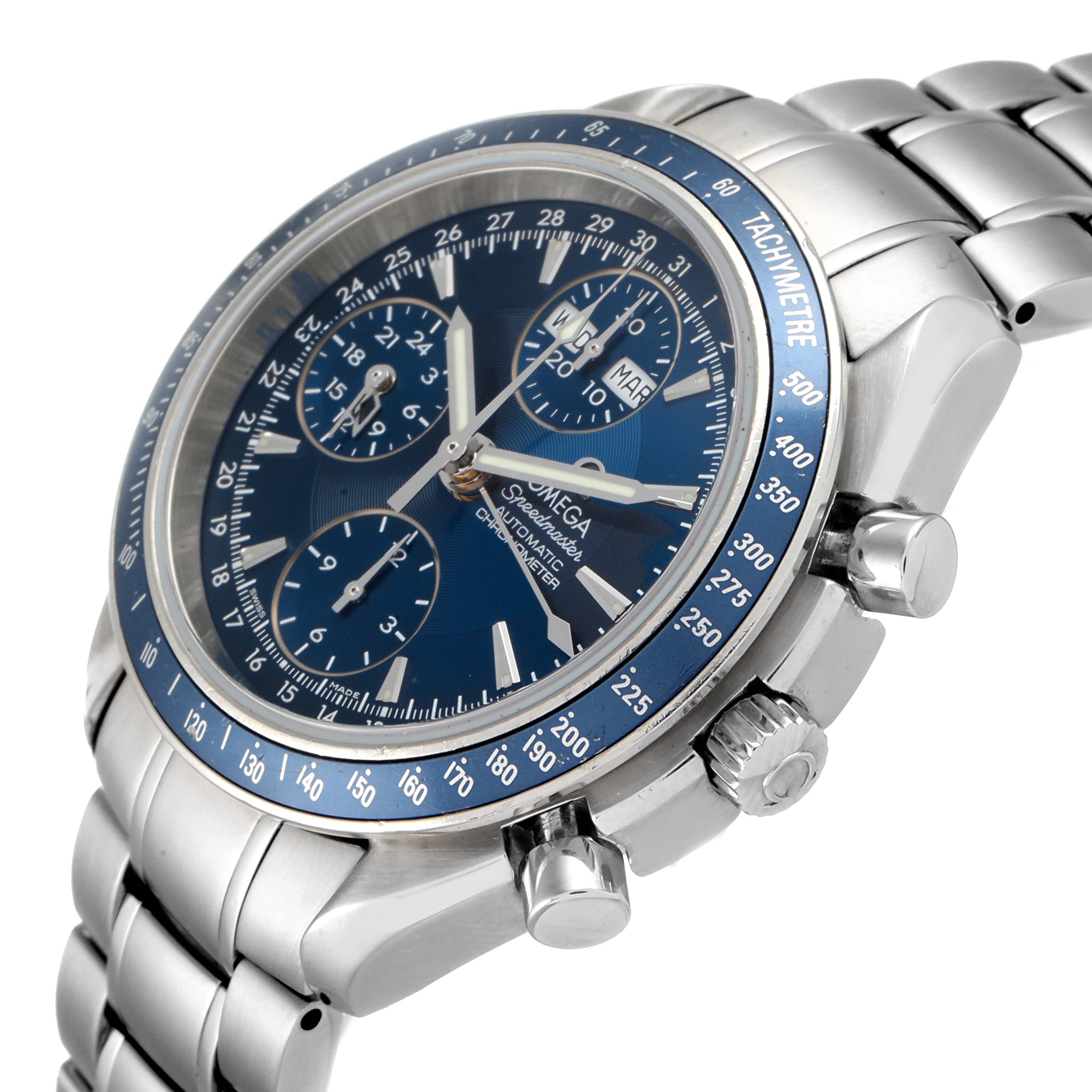 omega speedmaster day date blue