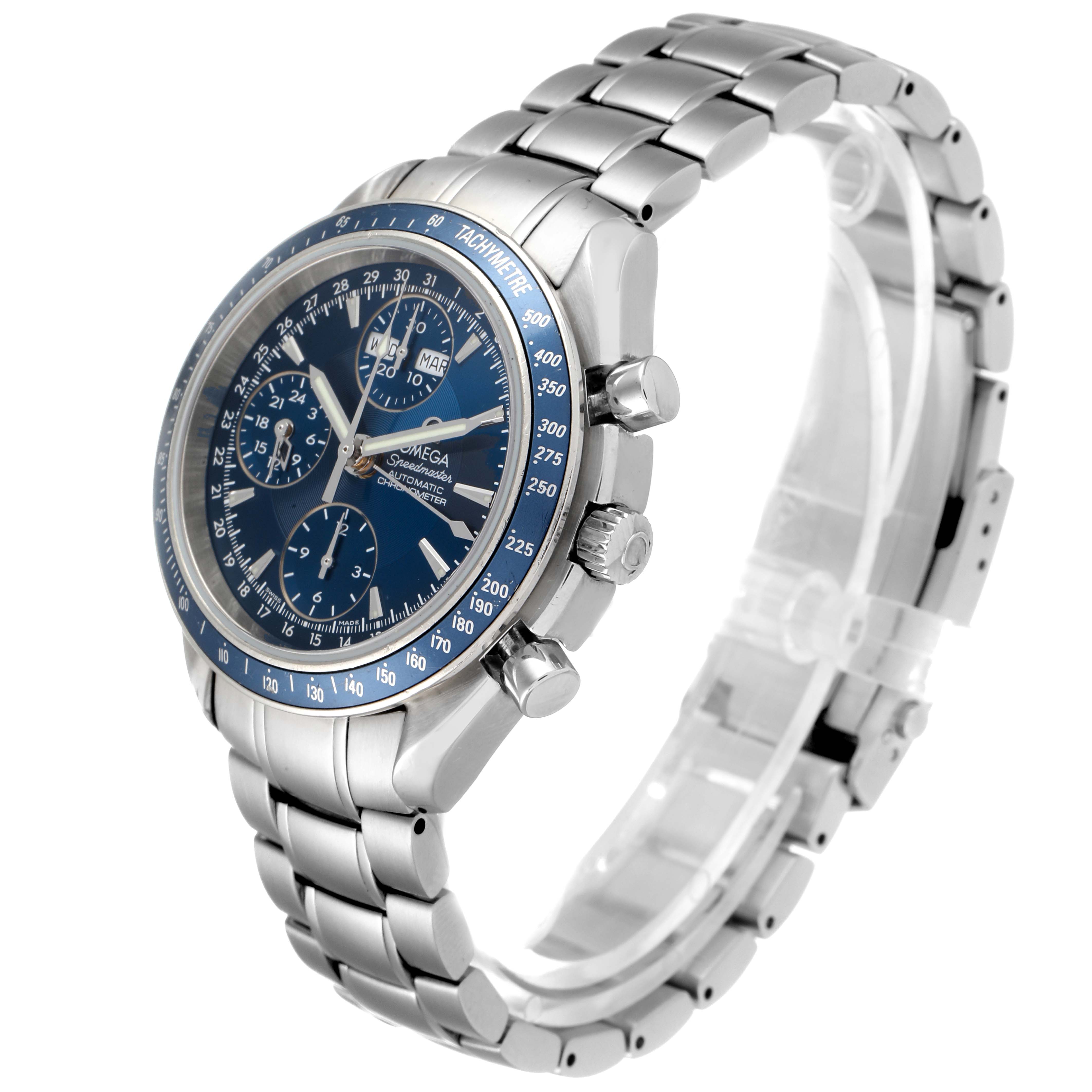 omega speedmaster day date blue