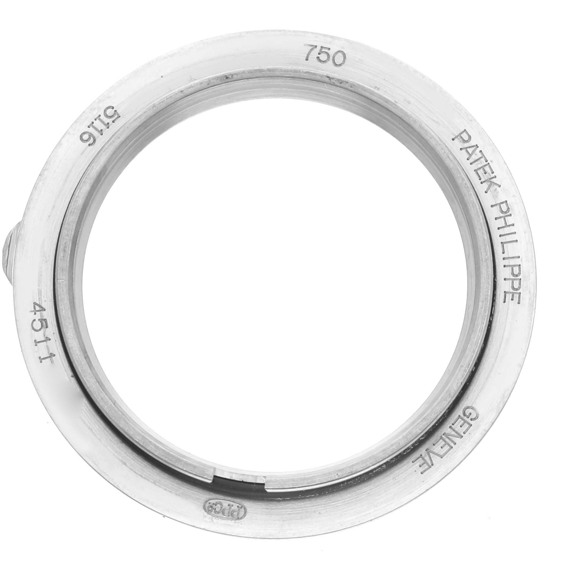 This image shows a top-down view of the bezel for a Patek Philippe Calatrava 5116G Men
s White Gold White Dial 5116G Men
s White Gold White Dial model watch.