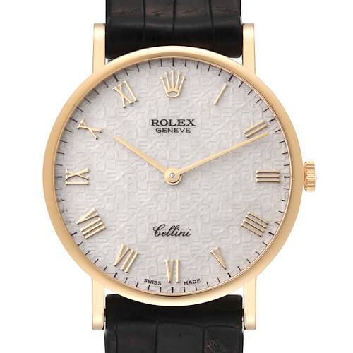 Photo of Rolex Cellini Classic Yellow Gold Anniversary Dial Black Strap Mens Watch 5112