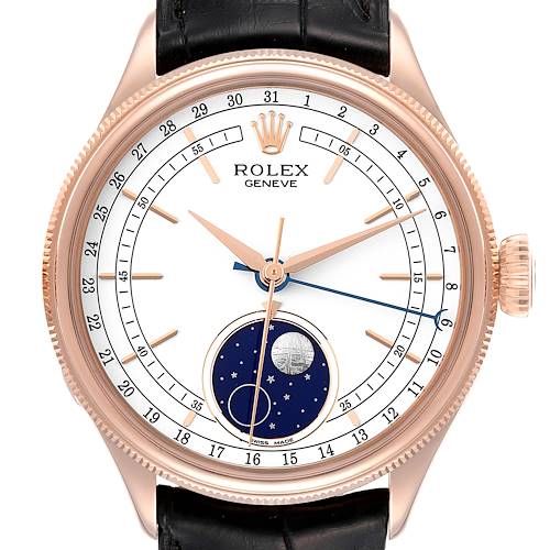 Photo of Rolex Cellini Moonphase White Dial Rose Gold Mens Watch 50535