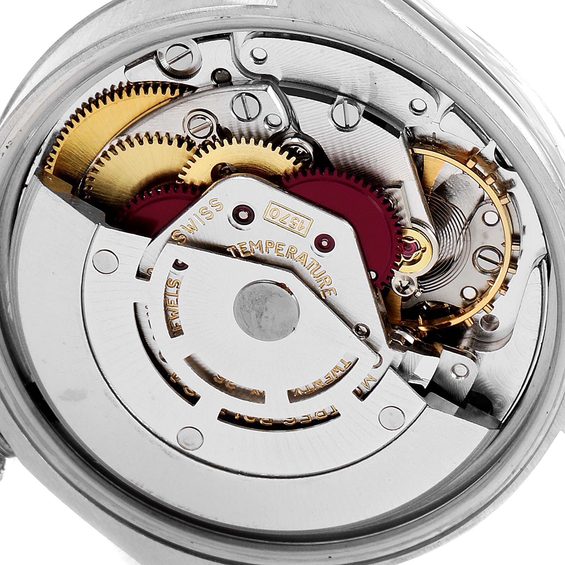 This image shows the inner mechanical movement and gears of the Rolex Vintage Collection 1500 Men's Stainless Steel Grey Dial 1500 Men's Stainless Steel Grey Dial watch from a close-up angle.