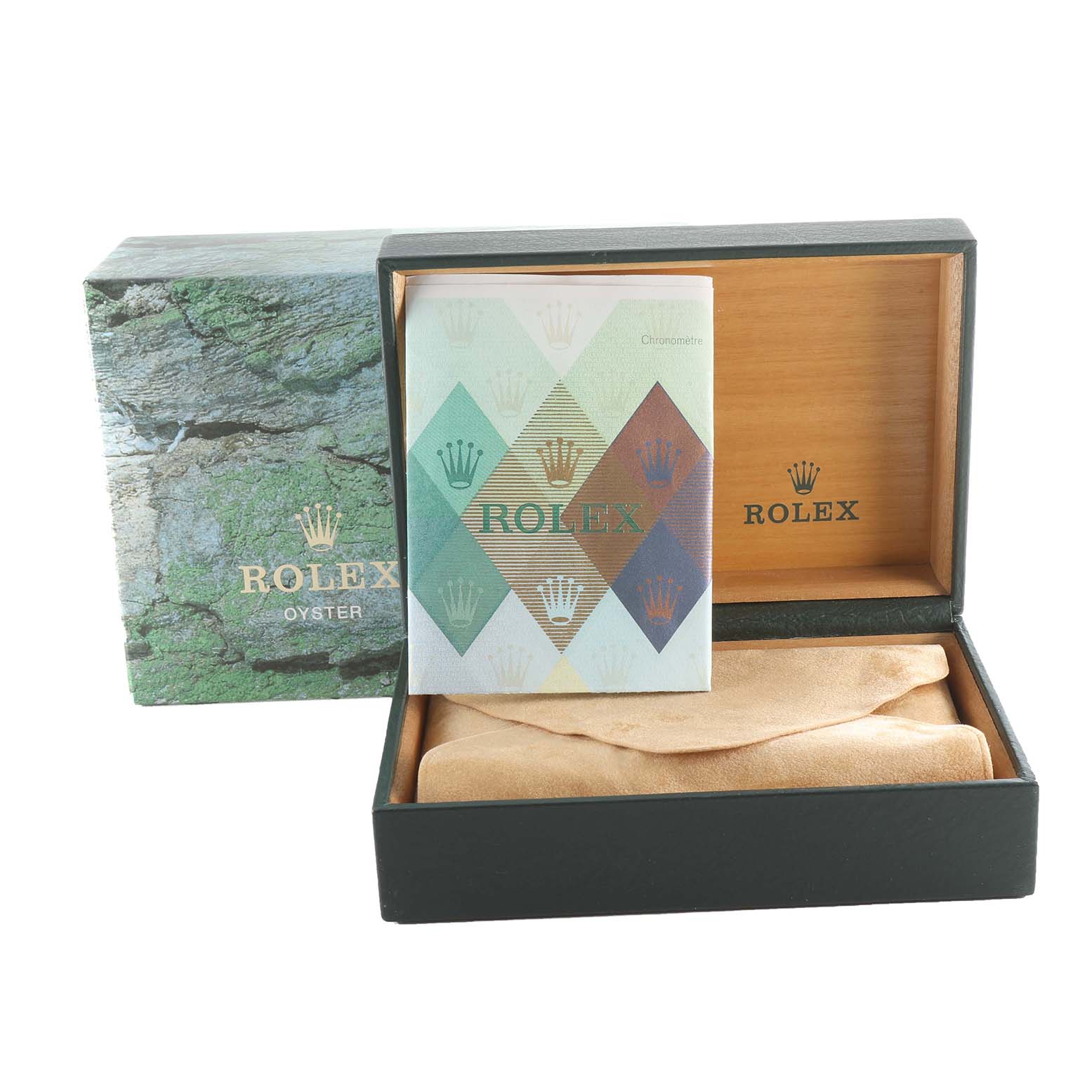 This image shows the packaging and booklet for a Rolex Datejust 16233 Men's Steel and Gold (two tone) Champagne Dial 16233 Men's Steel and Gold (two tone) Champagne Dial watch, with the open box and cushioning visible.