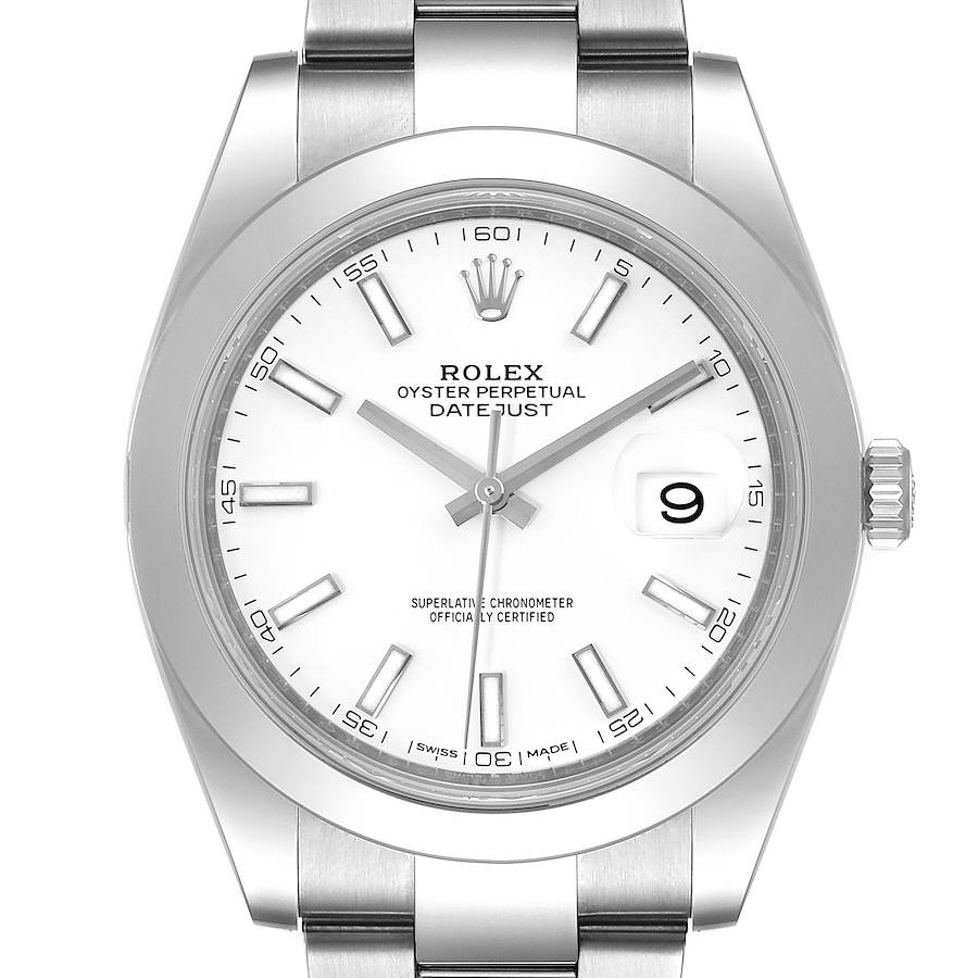 Rolex Datejust 41 White Dial Steel Mens Watch 126300 Box Card SwissWatchExpo