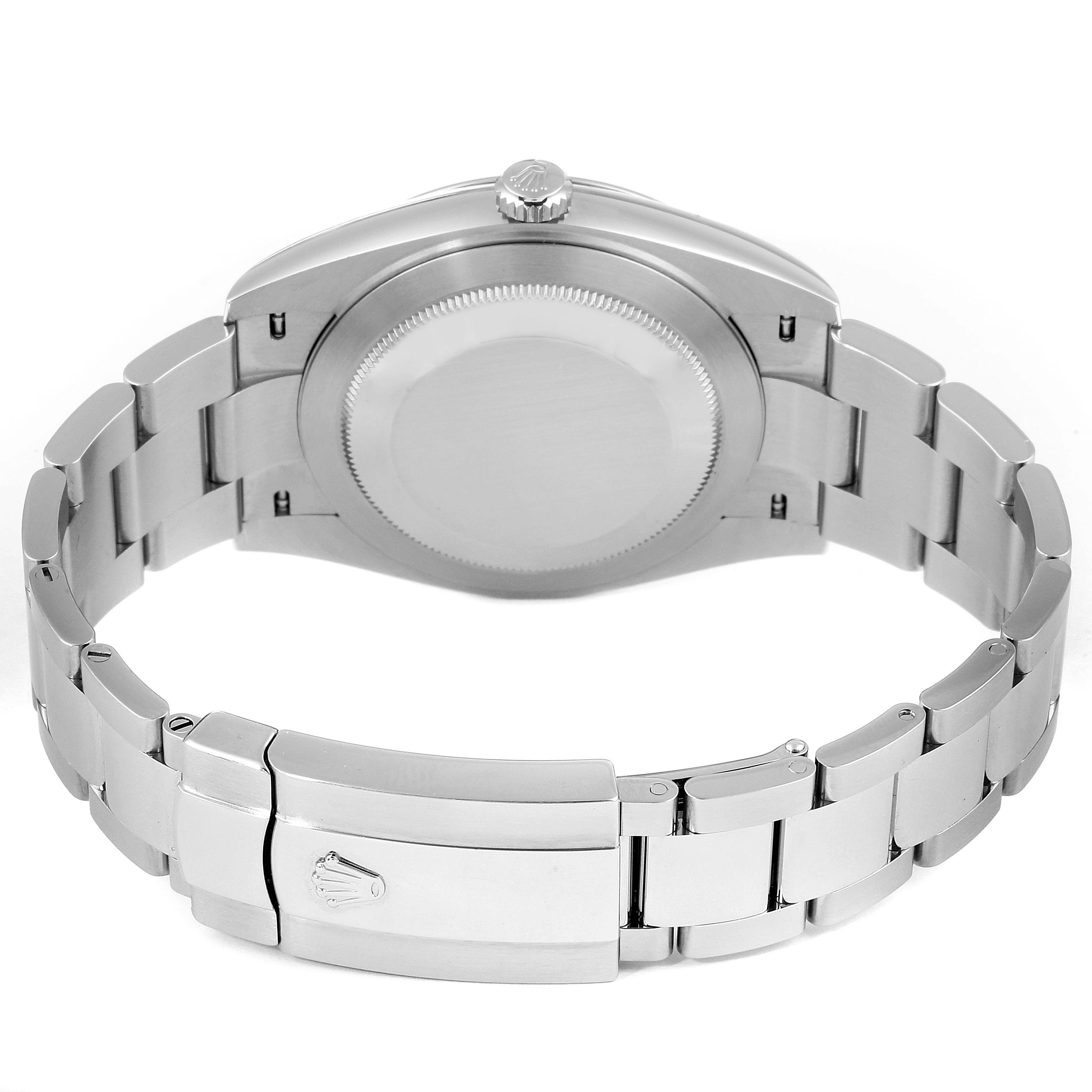 This image shows the back case, crown, and bracelet clasp of the Rolex Datejust 41 126300 Men's Stainless Steel White Dial 126300 Men's Stainless Steel White Dial model.