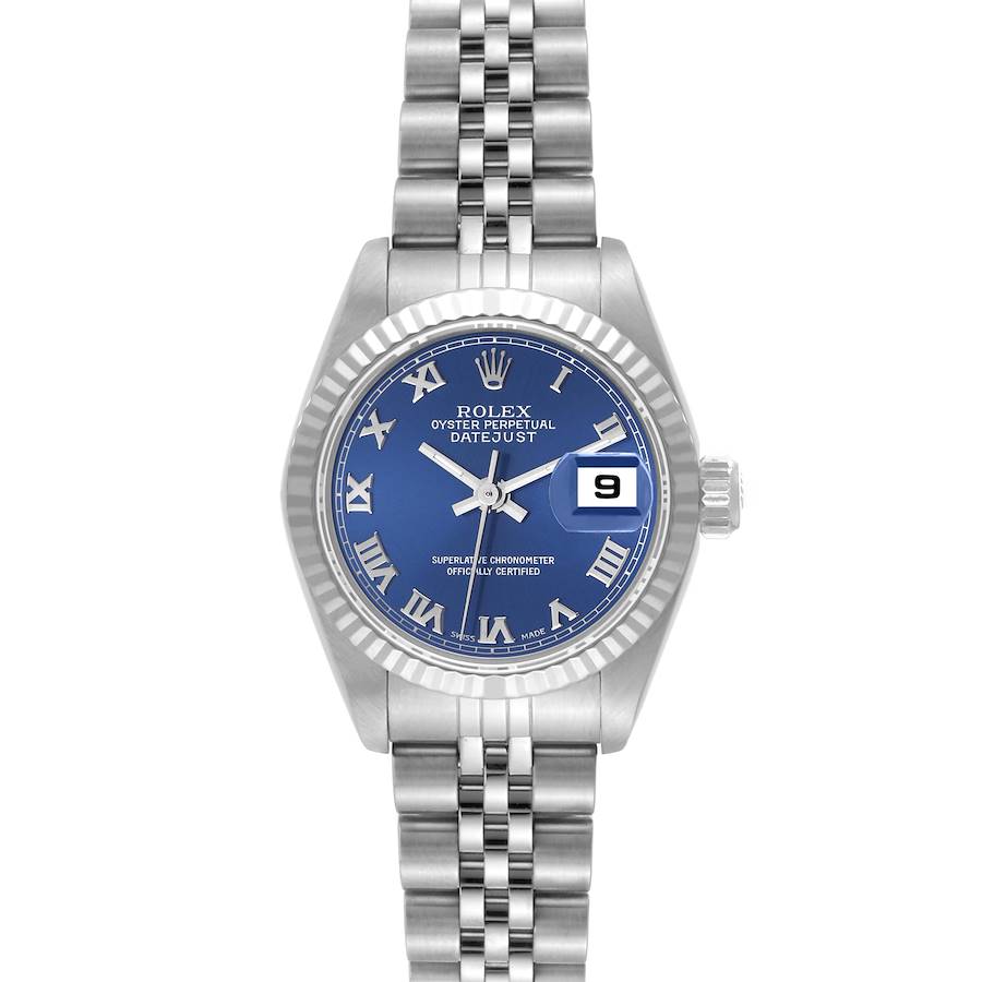 Rolex Datejust Blue Dial White Gold Steel Ladies Watch 79174 SwissWatchExpo