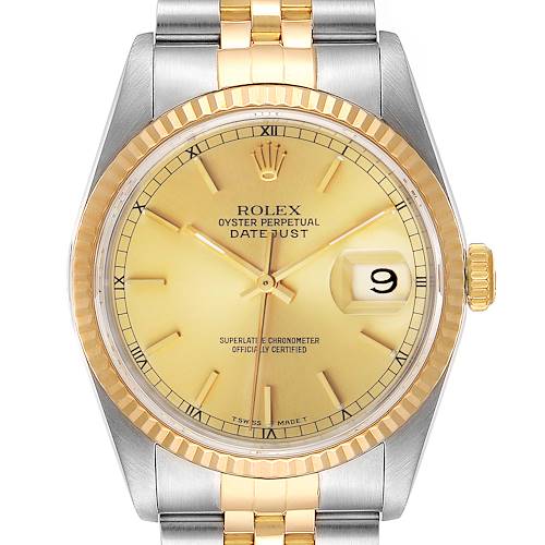 Photo of Rolex Datejust Steel 18K Yellow Gold Mens Watch 16233 Box Papers