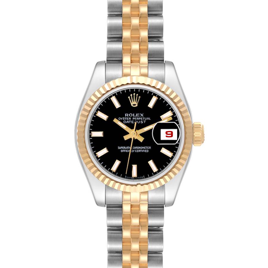 Rolex Datejust Steel Yellow Gold Black Dial Ladies Watch 179173 Box Card SwissWatchExpo