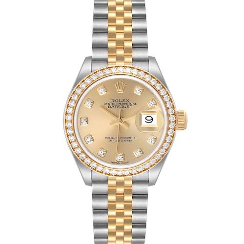 Photo of Rolex Datejust Steel Yellow Gold Diamond Dial Bezel Ladies Watch 279383