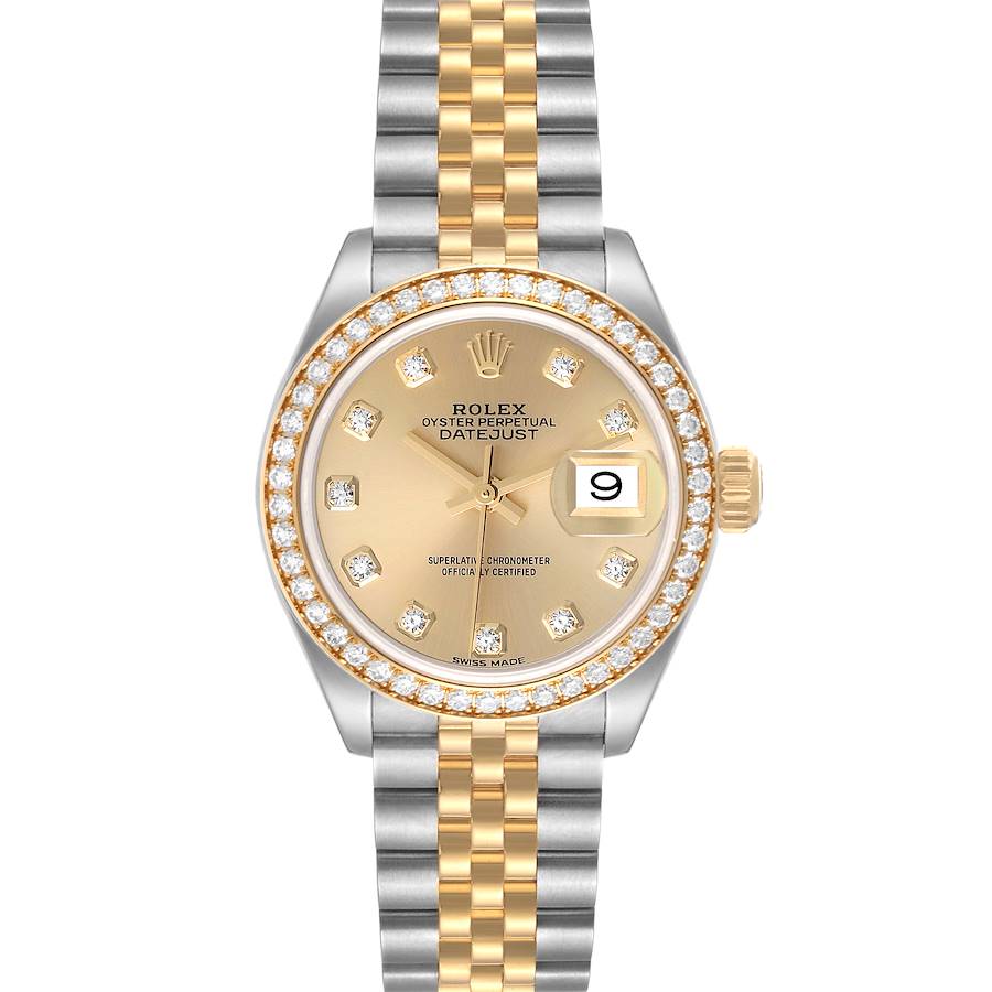 Rolex Datejust Steel Yellow Gold Diamond Dial Bezel Ladies Watch 279383 SwissWatchExpo