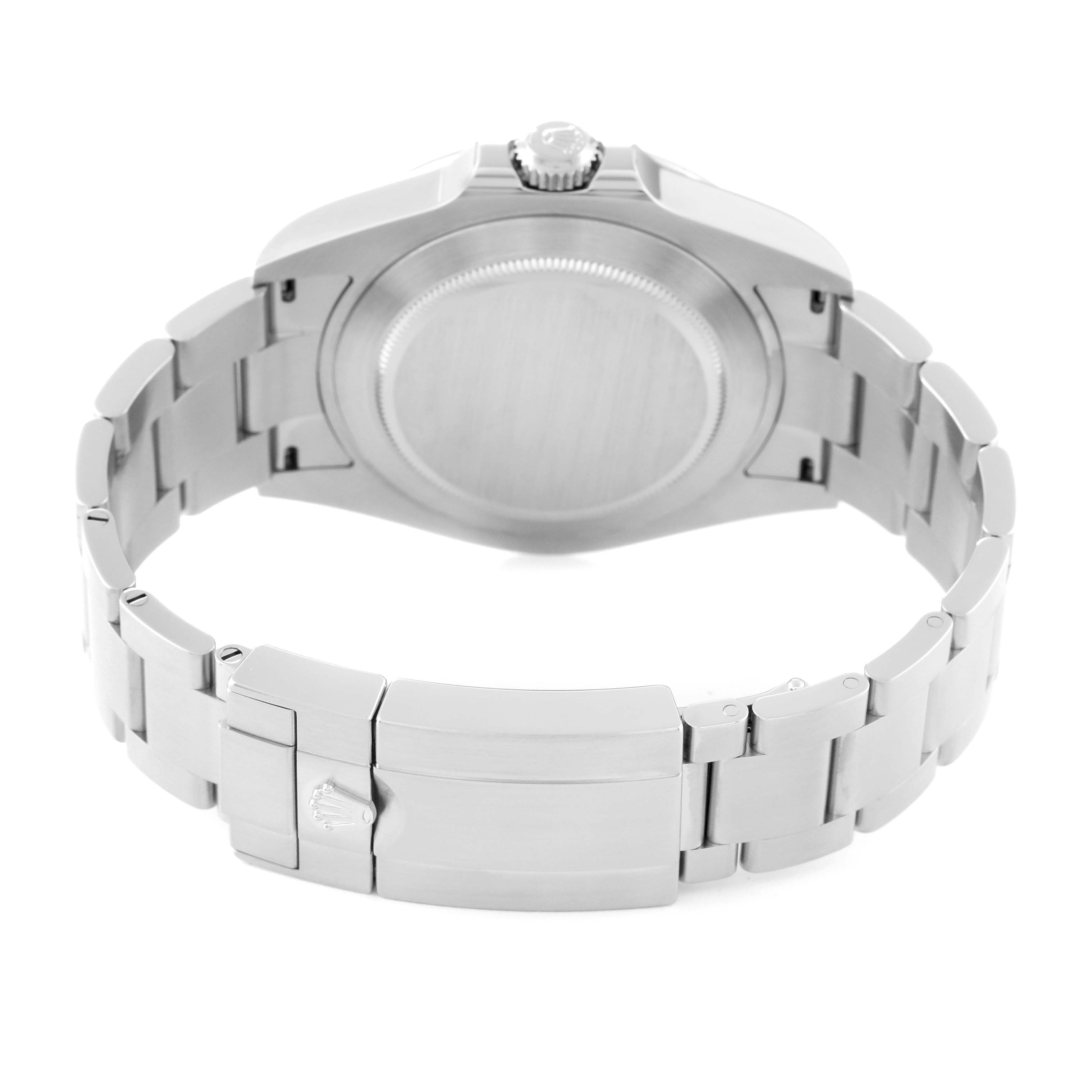 The image shows the back case, crown, and stainless steel bracelet of a Rolex Explorer 226570 Men
s Stainless Steel White Dial 226570 Men
s Stainless Steel White Dial model watch.