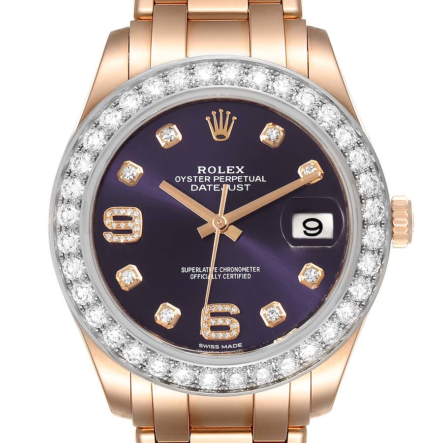 Rolex Pearlmaster 39 18k Rose Gold Diamond Mens Watch 86285 Box Card SwissWatchExpo