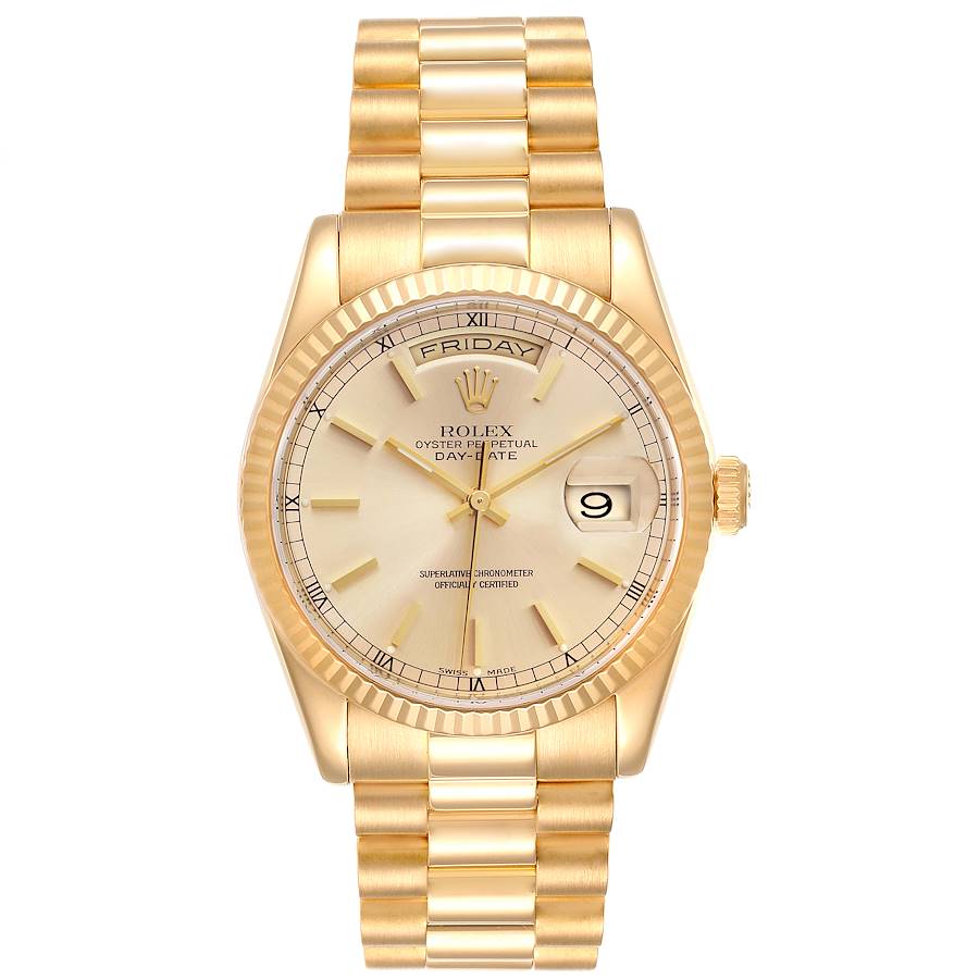 Rolex President Day Date 36mm Yellow Gold Mens Watch 118238