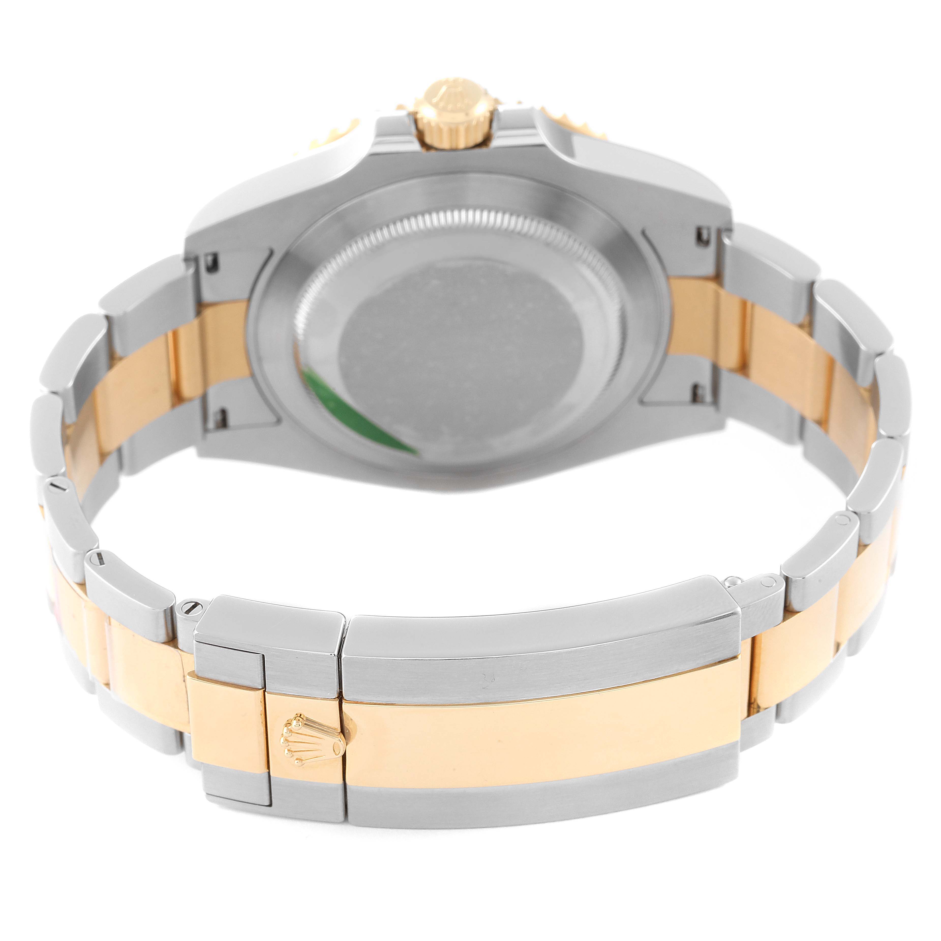 This image shows the back and bracelet of the Rolex Submariner 126613 Men's Steel and Gold (two tone) Blue Dial 126613 Men's Steel and Gold (two tone) Blue Dial watch, highlighting its two-tone metal design and clasp.