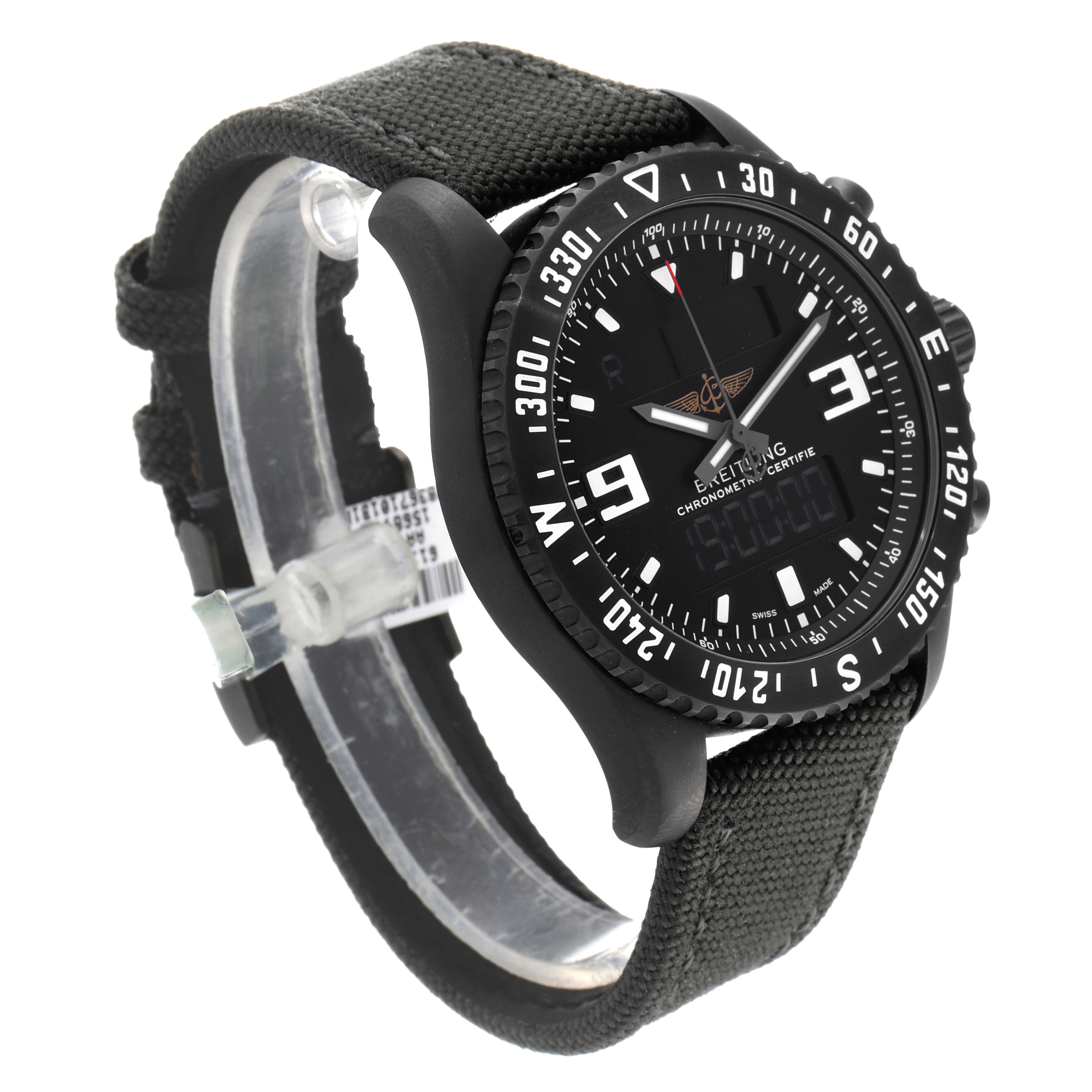 The image shows a Breitling Professional Series M78367 Men's Stainless Steel Black Dial M78367 Men's Stainless Steel Black Dial watch at a three-quarter angle, highlighting the dial, bezel, and strap.