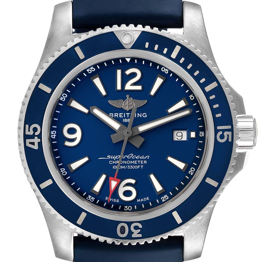 Breitling Superocean II Blue Dial Steel Mens Watch A17367 Box Card SwissWatchExpo