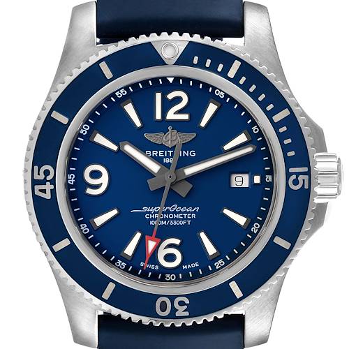 Photo of Breitling Superocean II Blue Dial Steel Mens Watch A17367 Box Card