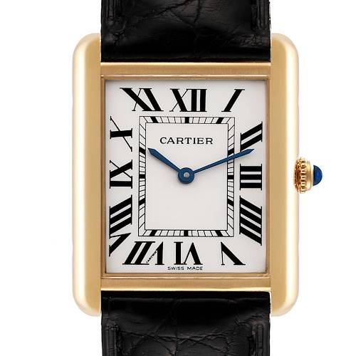 Photo of Cartier Tank Solo Large Yellow Gold Steel Black Strap Mens Watch W5200004
