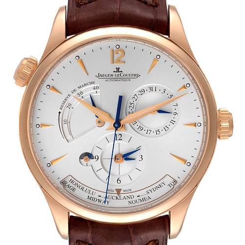 Photo of Jaeger Lecoultre Master Geographic Rose Gold Mens Watch 176.2.295 Q1422421 Box Papers