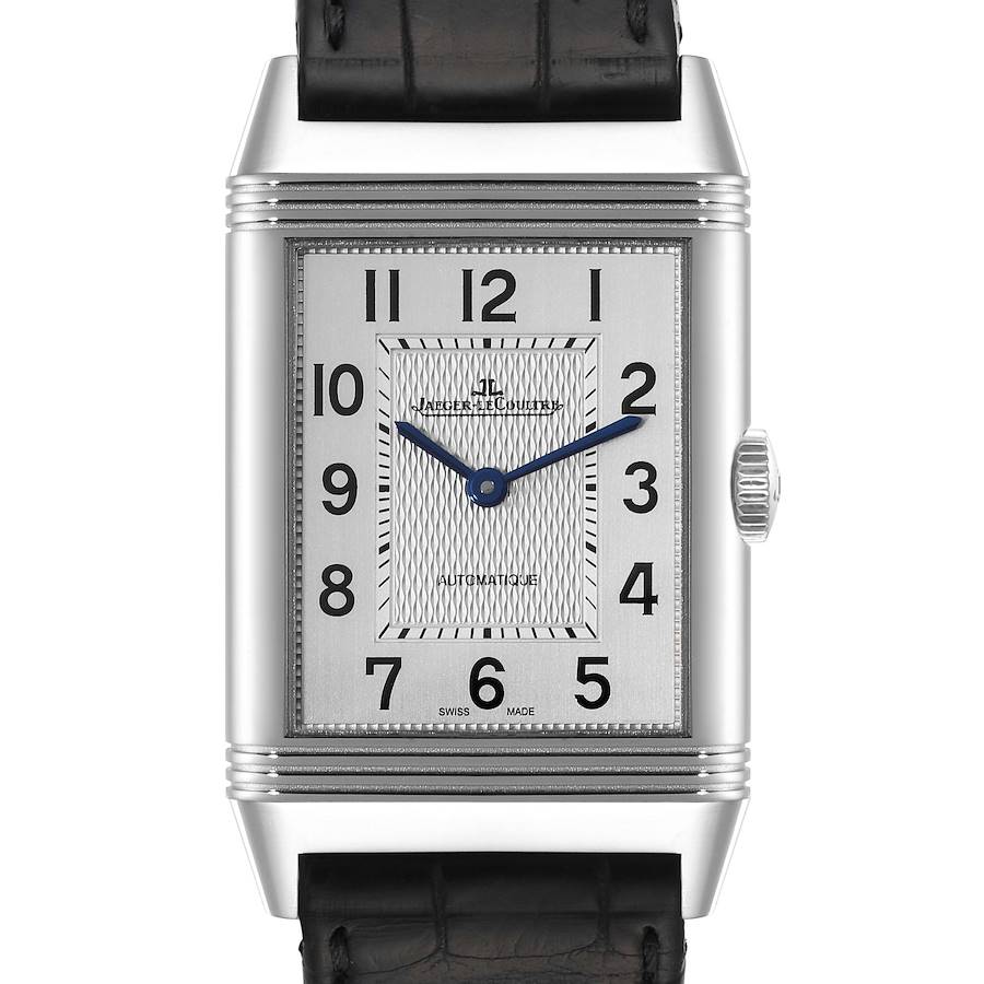 Jaeger LeCoultre Reverso Classic Steel Mens Watch 214.8.S5 Q3828420 Box Papers SwissWatchExpo