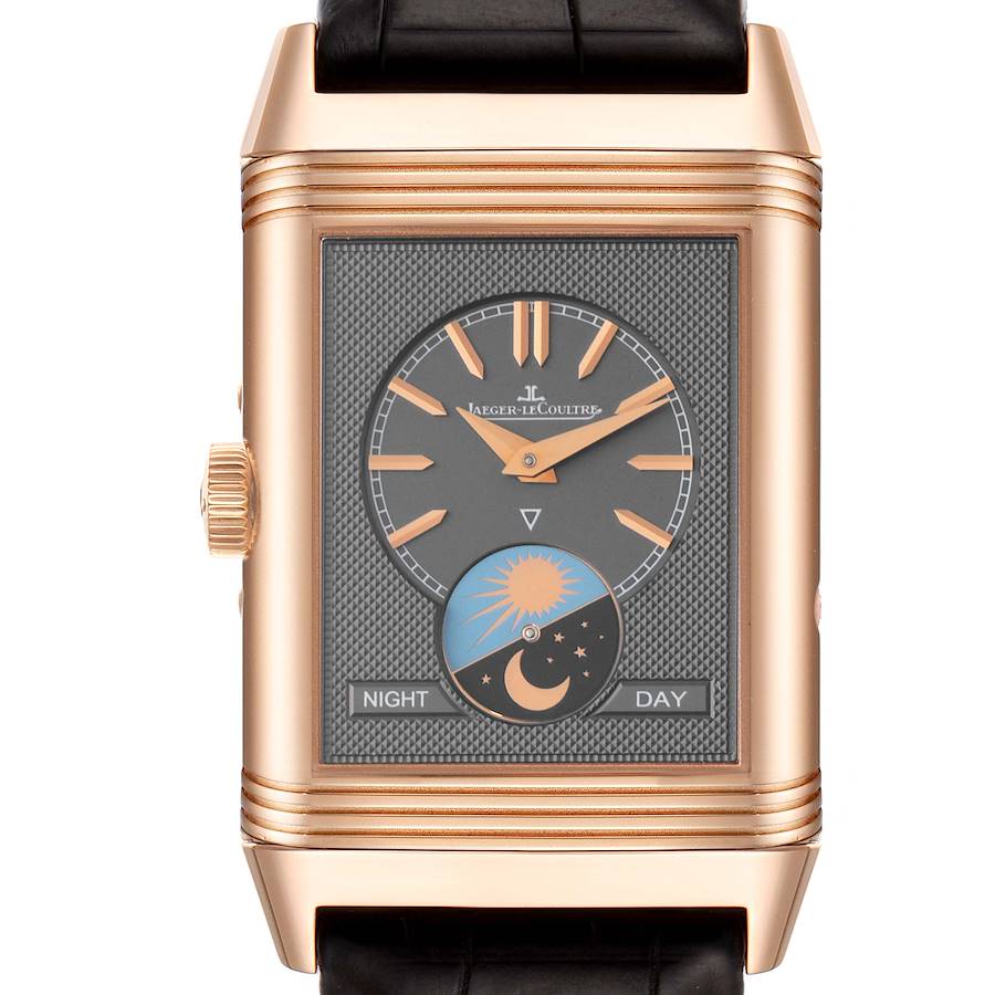 Jaeger LeCoultre Reverso Tribute Rose Gold Mens Watch 216.2.D3 Q3912420 Box Papers SwissWatchExpo