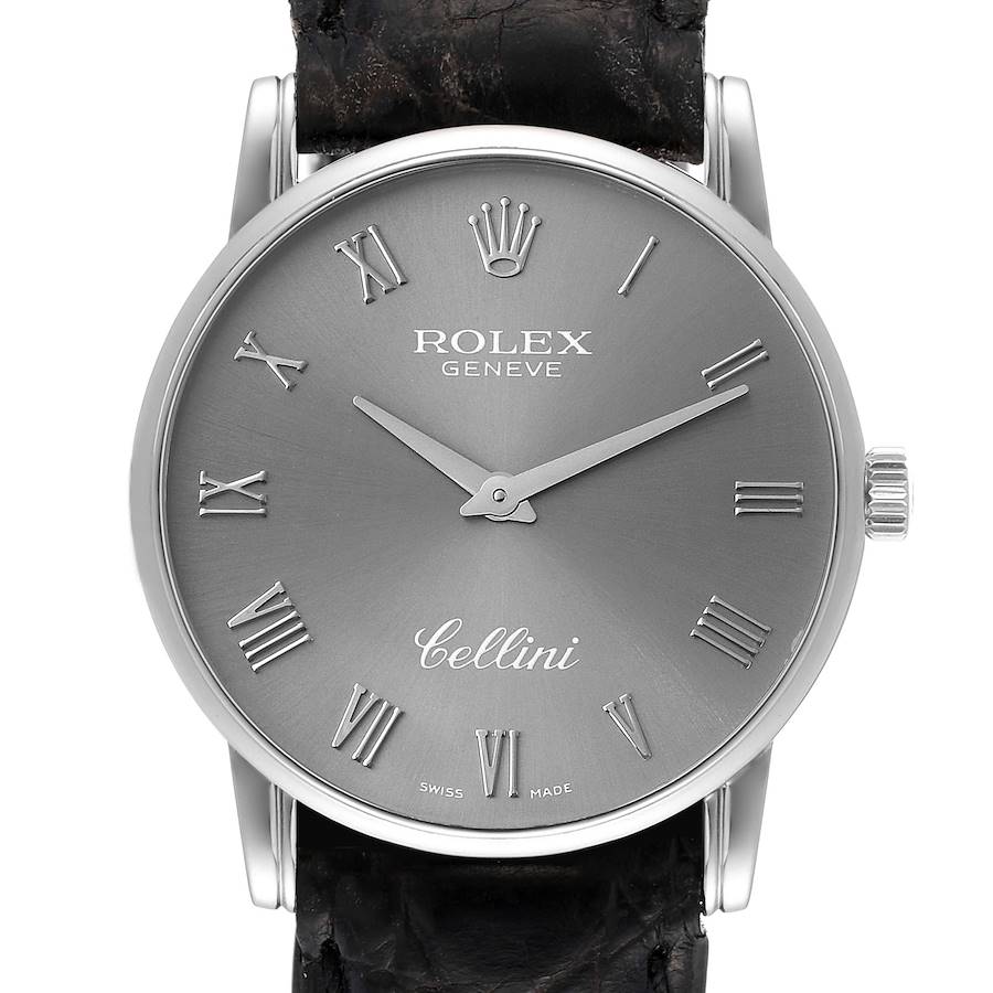 Rolex Cellini Classic Slate Dial White Gold Mens Watch 5116 Box Papers SwissWatchExpo