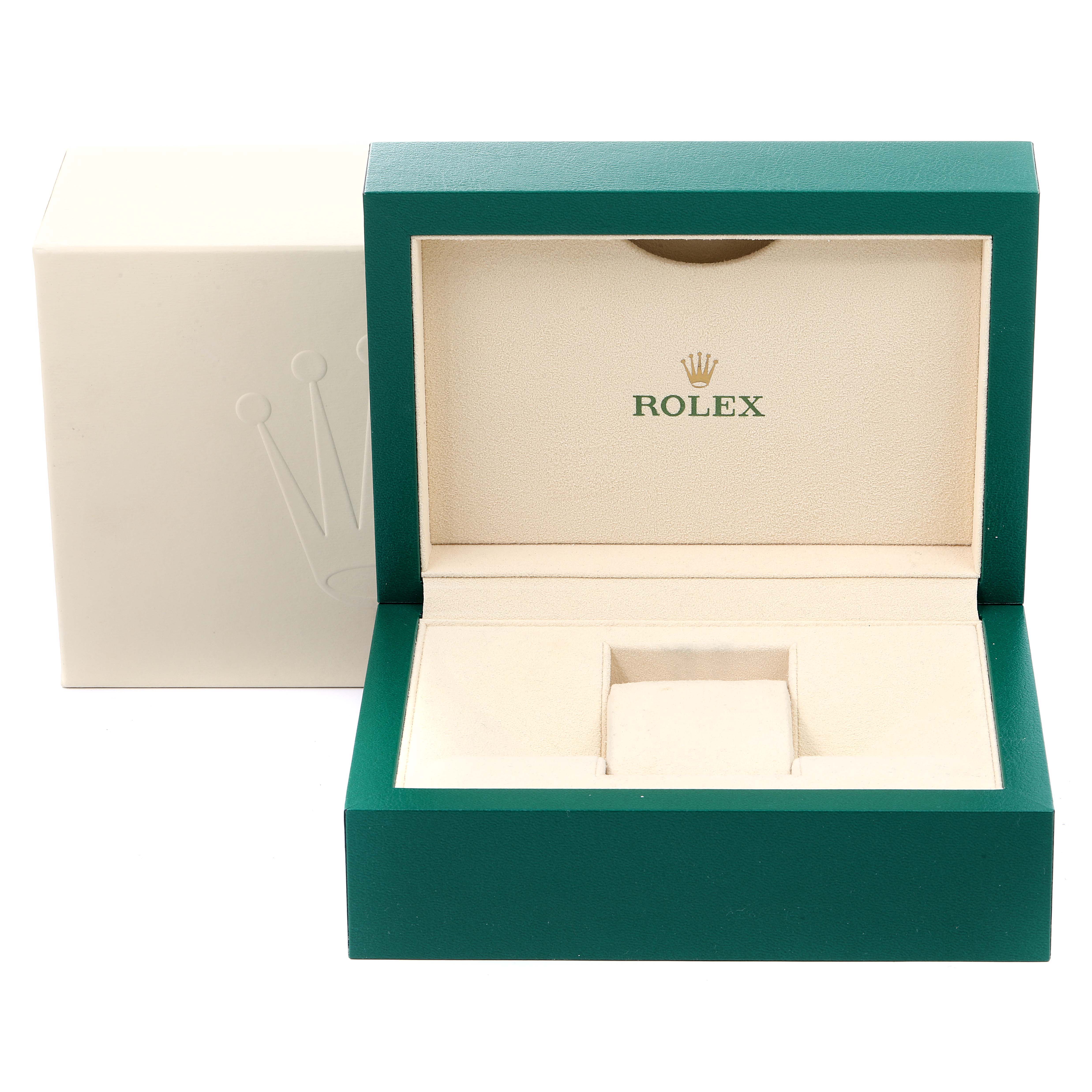 This is an image of an empty Rolex Daytona 116500 Men's Stainless Steel Black Dial 116500 Men's Stainless Steel Black Dial watch box, showing both the inner and outer boxes.