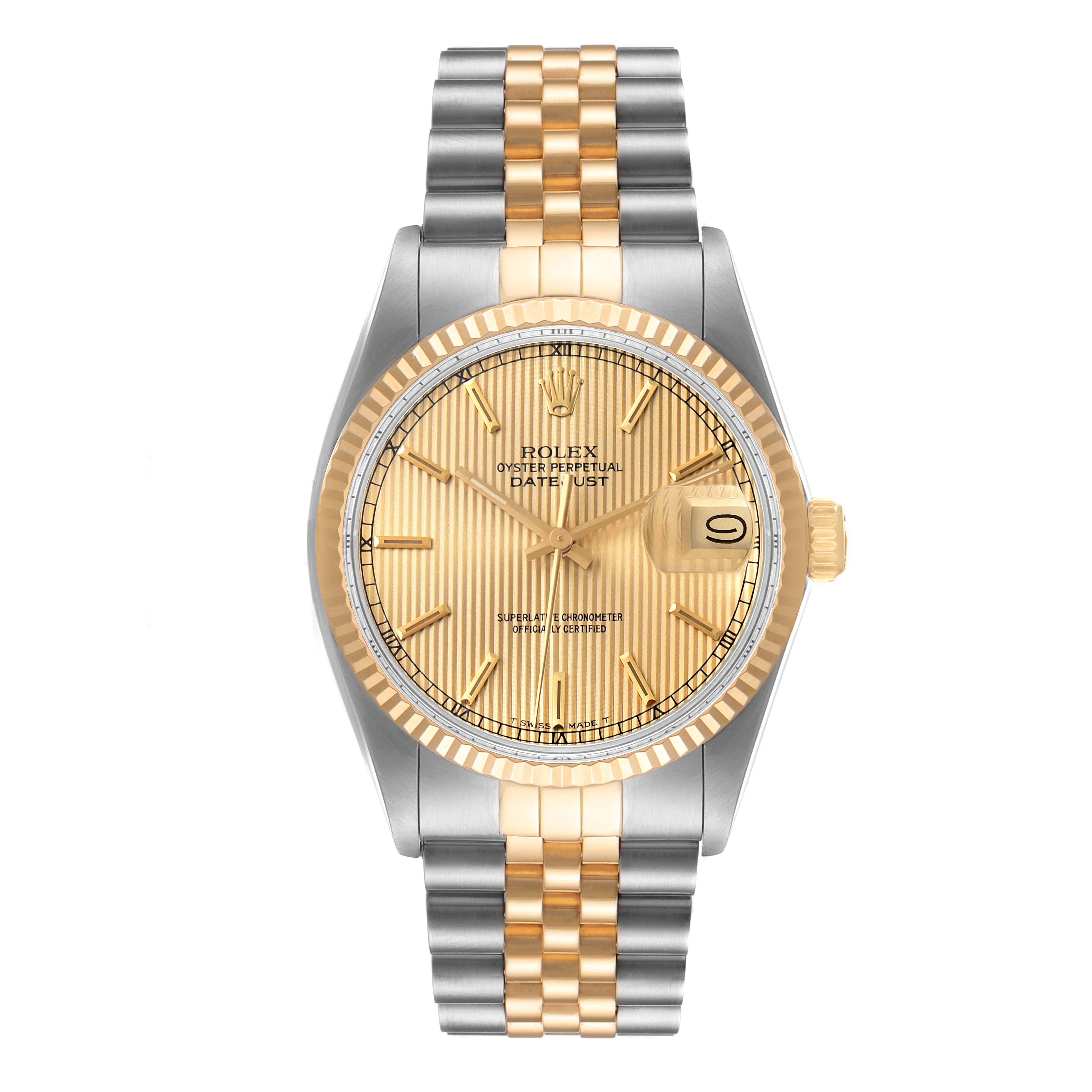 Rolex Datejust 36 Steel Yellow Gold Tapestry Dial Vintage Mens Watch ...