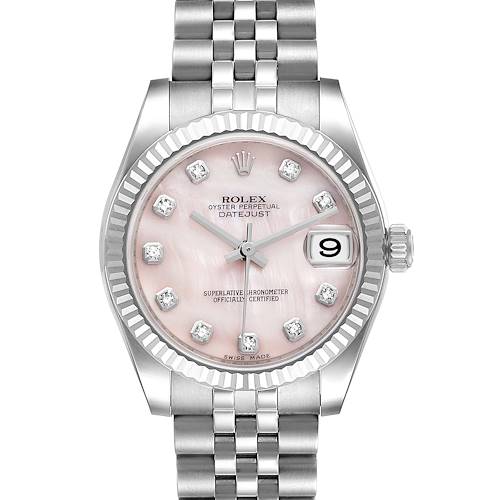 Photo of Rolex Datejust Midsize 31 Steel White Gold Pink MOP Diamond Ladies Watch 178274