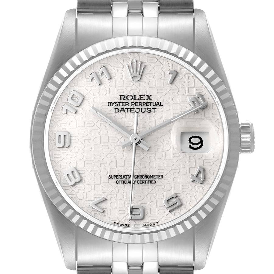 Rolex Datejust Steel White Gold Anniversary Arabic Dial Mens Watch 16234 SwissWatchExpo