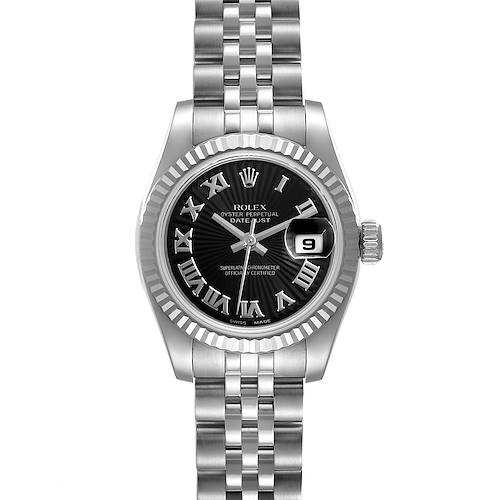 Photo of Rolex Datejust Steel White Gold Black Sunbeam Dial Ladies Watch 179174